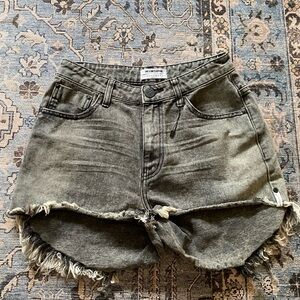 One Teaspoon Charcoal Distressed Jean Shorts